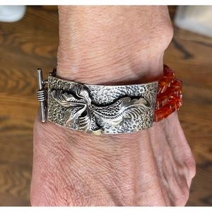 Silpada sterling silver and carnelian stone bracelet B0880